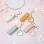 Mini Lipstick Holder Keychain with Heart Mirror
