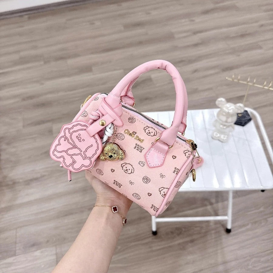 Korean-Style Mini Denim & Leather Bag