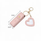 Mini Lipstick Holder Keychain with Heart Mirror