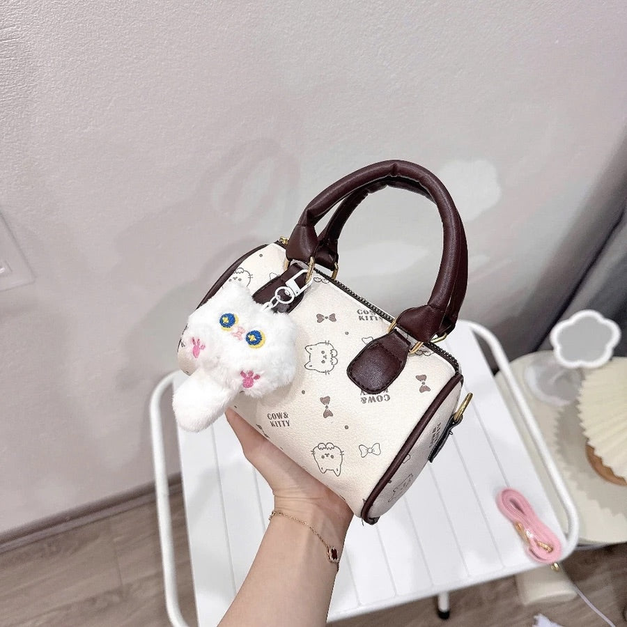 Korean-Style Mini Denim & Leather Bag