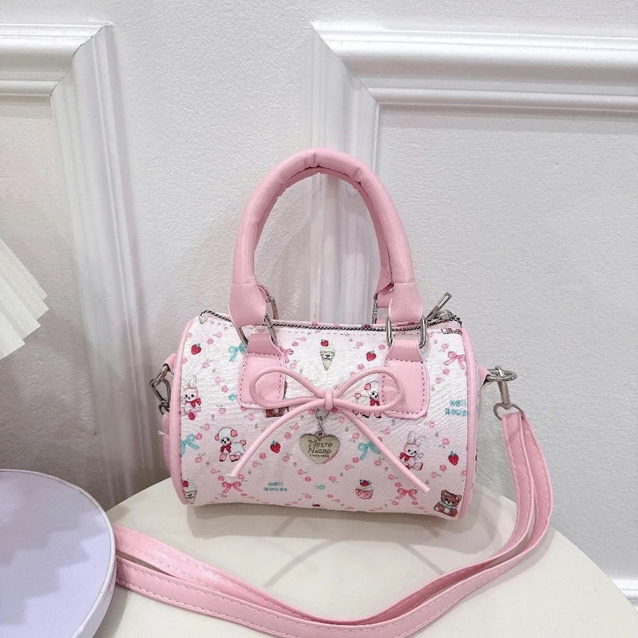 Korean-Style Mini Denim & Leather Bag