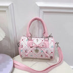 Korean-Style Mini Denim & Leather Bag