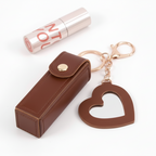Mini Lipstick Holder Keychain with Heart Mirror