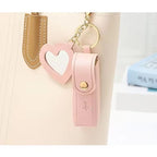 Mini Lipstick Holder Keychain with Heart Mirror