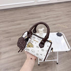 Korean-Style Mini Denim & Leather Bag