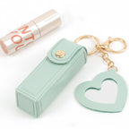 Mini Lipstick Holder Keychain with Heart Mirror