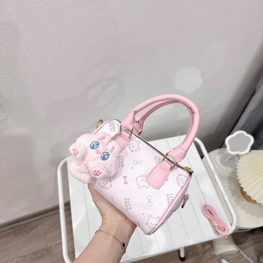 Korean-Style Mini Denim & Leather Bag