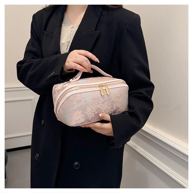 Imperial Blossom Embroidered Makeup Bag