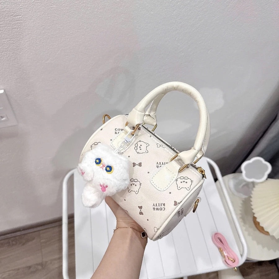 Korean-Style Mini Denim & Leather Bag