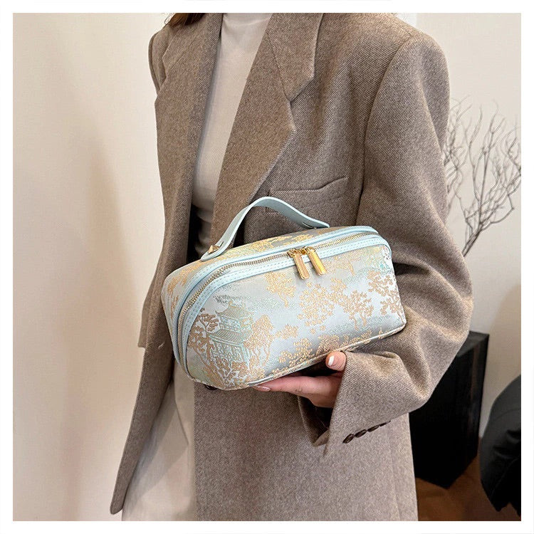 Imperial Blossom Embroidered Makeup Bag