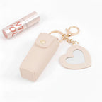 Mini Lipstick Holder Keychain with Heart Mirror