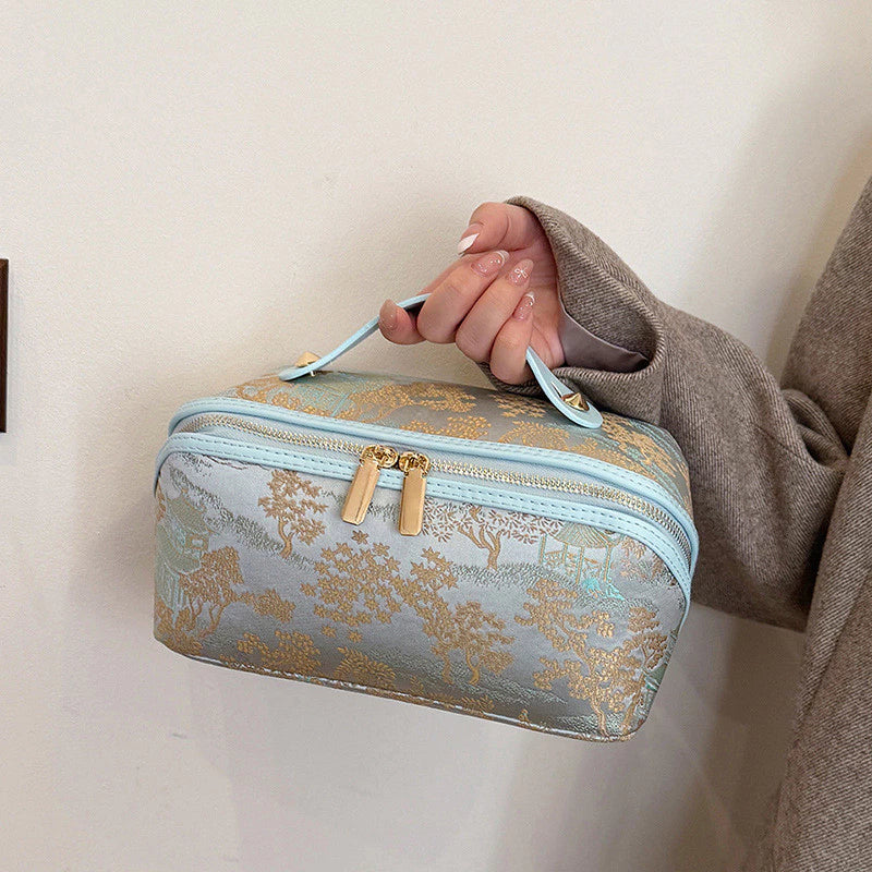 Imperial Blossom Embroidered Makeup Bag