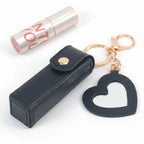 Mini Lipstick Holder Keychain with Heart Mirror